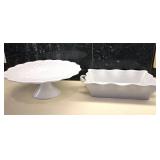 Cordon Bleu Wavy Casserole Dish & Pedestal Cake
