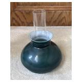Green cased glass student lamp shade glass outer