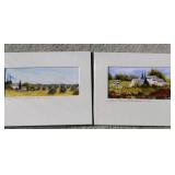 (2) 'Jean Pierre Berard' Matted Watercolor