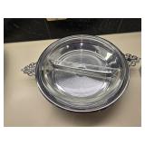 Pyrex Divided Bowl w/Silver Tone Holder