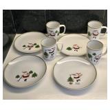 (4) Fitz & Floyd Santa Dessert Plates w/(4)