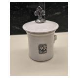 Crosby & Taylor Fleur de Lis Stoneware Pot w/