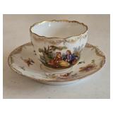 Antique Porcelain Dresdon Hand-painted 'Watteau