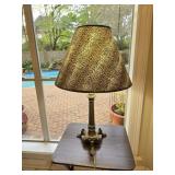Brass Lamp w/Cheetah Print Shade