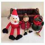 Plaid Lined Basket w/Plush Decor