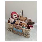 Rectangular Teddy Bear Basket Teddy Bears