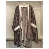 Grey Microfiber Wearable Blanket/Pancho