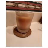 Small Wood Wicked Flickering Candle w/Coaster