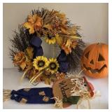 25' Sunflower/Fall Wreath, Pumpkin & Welcome