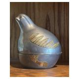 Vintage Pewter & Brass Metal Bird Quail Jewelry