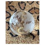 3' Clear Etched Glass Globe Of World On
