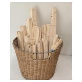 Wicker Basket w/Collection of Wooden Stretcher