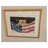 Patriotic Framed Bear Painting 31x25