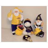 LSU Santa, Snowman, Elf & Helmet Ornament