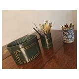 Pencil Cups, Green are Leather