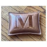 Letter M Leather Paperweight 4'x3'