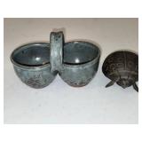 Pottery Double Bowl or Condiment Server +