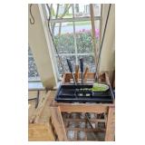 Wooden Tool Storage w/Tools & (2)