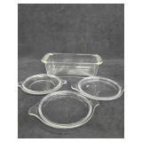 10'ï¿½3' Pyrex Loaf Dish & (3) Pyrex Lids