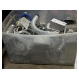 Clear Tote Filled with Assorted Metal Electrical