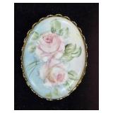 Old Hand Painted Porcelain Brooch