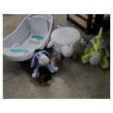 Baby Bath, Stuffed Animals & a Stool