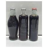 (3) VTG Style Reproduction Glass Bottles of Coca