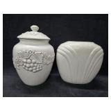 Grape Motif Cannister + Crackle Vase