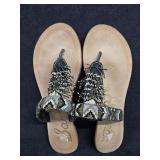 Sz 9 Sam Edelman Anella Beaded Fringe Thong Slide