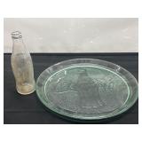 13' Coca- Cola Green Glass Platter Serving Plate