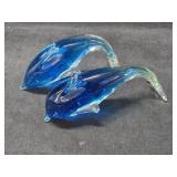 (2) Blue Glass Dolphins