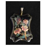 Vintage Cloisonnï¿½ Butterfly and Flower Enamel