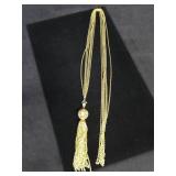 Long 6-Strand Gold Tone Tassel Necklace
