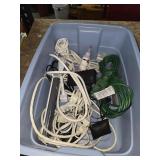 Bin of Extension Cords, Surge Protector & More