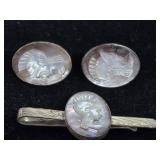 Set of Cufflinks & Tie Bar Made of 800 Sterling