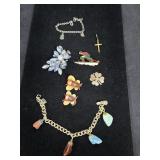 Vintage Brooch, Skier Pin, Bee Pins, (2)