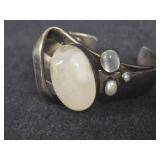 Sterling Silver Cuff Bracelet w/Large, Luminous,