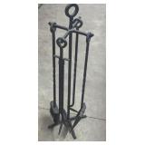 Wrought Iron Fireplace Tool Set with a Stand 31'