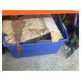 Tote filled with Aluminum Gutter Downspouts,