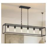 NIB 6 Light Black Linear Large Hanging Kitchen