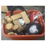 Tote Filled with Miscellaneous Cords & More