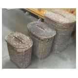 Set of (3) Hand-Woven Rattan Nesting Baskets