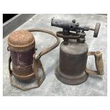Antique Railroad Lantern & Brass Blowtorch
