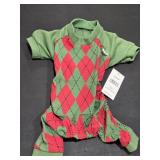 Small Green and Red Argyle Print Cotton Pajamas