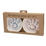 Small Melamine Pet Bowls Gift Set Paw Prints