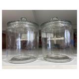 Two glass jars with lids approximately 1 gallon