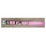 Sz MD Metal Buckle Nylon Dog Collar Pink