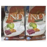 (2) Bags 3.3lb Farmina N&D Pumpkin, Venison, and