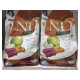(2) Bags 3.3lb Farmina N&D Pumpkin, Venison, and