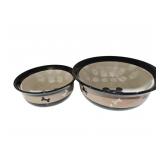 (2) Ceramic Dog Bone Bowls